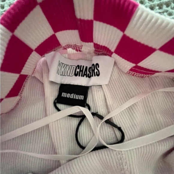 Checkered Red and White Women's Pants - Picture 3 of 4